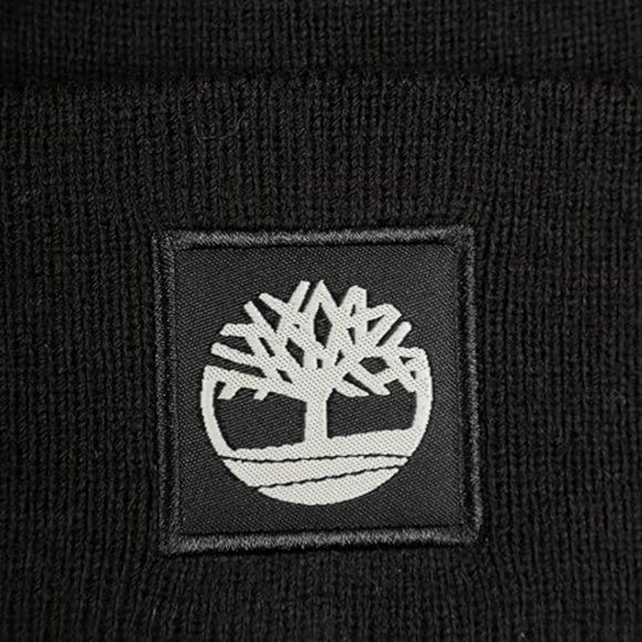 NEW TIMBERLAND Unisex Cuffed Black Beanie With Tonal Logo Patch - Picture 2 of 3